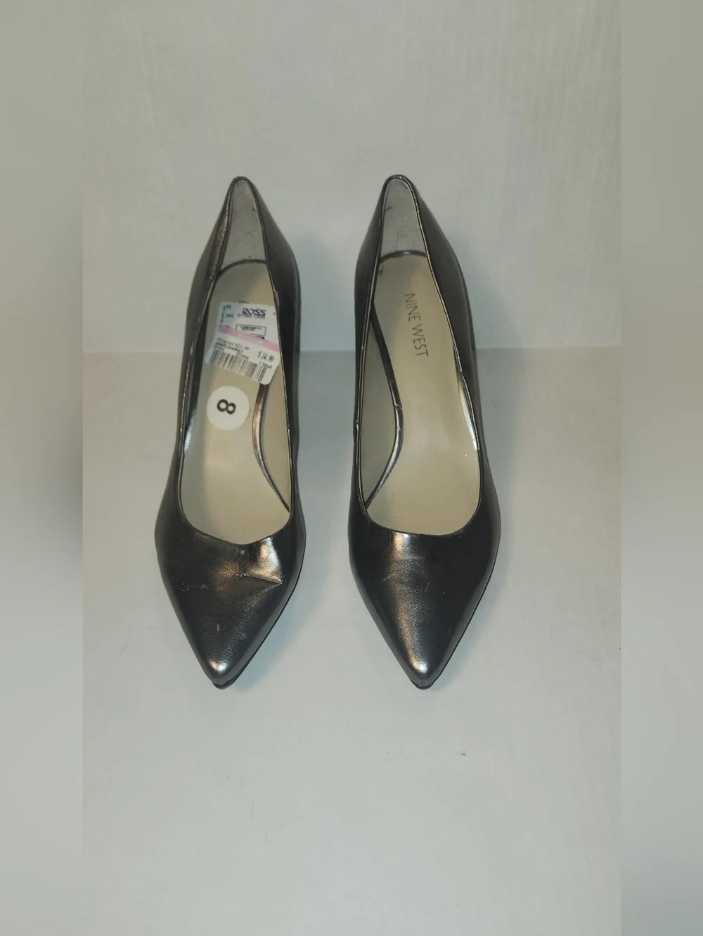 Nine West Chrissie Metallic Silver Pointed Toe High Heels Kitten Heel 8 NWT NWOB